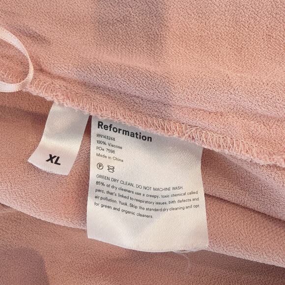 REFORMATION Winslow Wrap Maxi Dress Champagne Blush Tie Back Flowy Sz XL - Picture 13 of 13